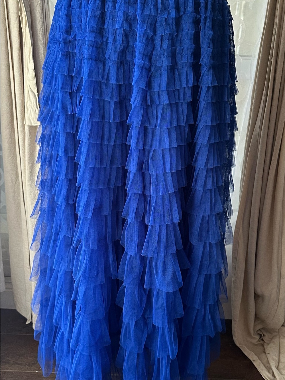Royal Blue High-Low Tiered Ruffle Maxi Skirt - Women - Picture 2 of 9